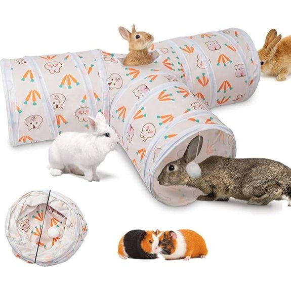 BWOGUE Bunny Tunnels & Tubes 3-Way Collapsible Rabbit Hideout for Bunnies
