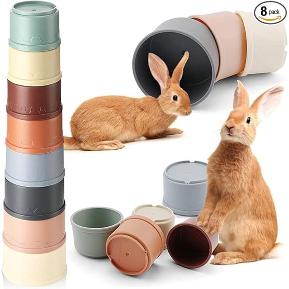 8 Pcs Colorful Stacking Cups for Rabbits