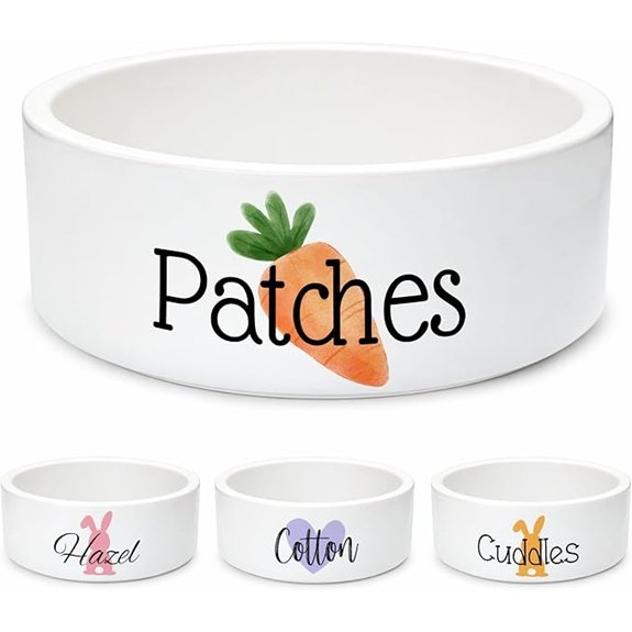 Custom Personalized Ceramic Rabbit Feeding Bowl White Small