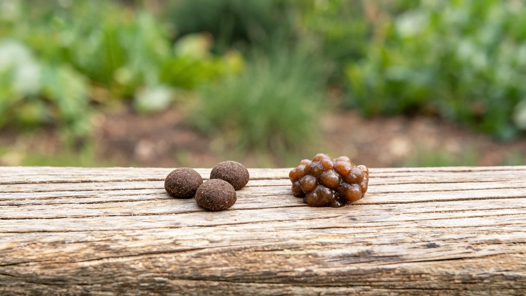 dark brown grape like cecotropes