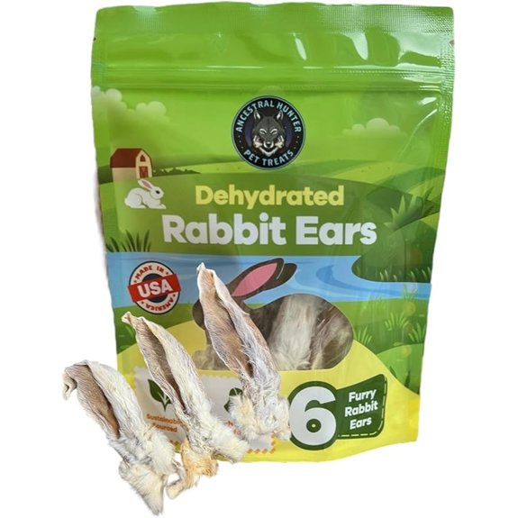 Dehydrated Rabbit Ears for Dogs and Cats (6 Count)