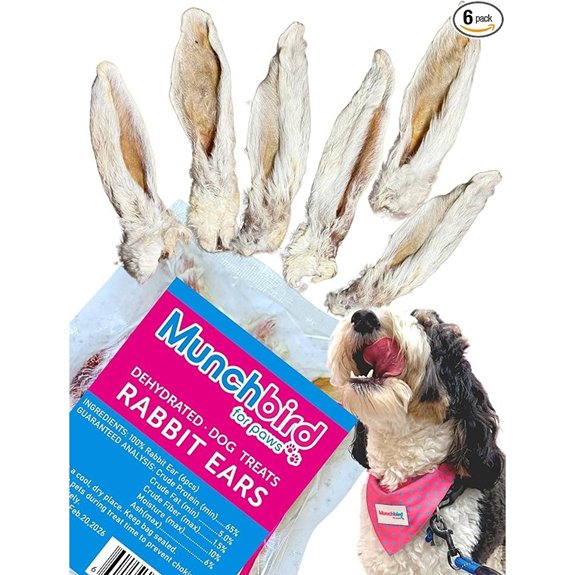 Munchbird Dehydrated Rabbit Ears for Dogs (Small Pack - 6pcs)