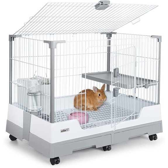 Deluxe Rabbit Cage with Pull Out Tray and Caster Platform