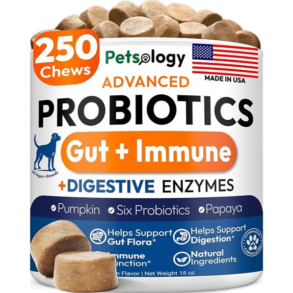 Probiotics for Dogs - 250 Dog Probiotics Chews - Digestive Enzymes Support