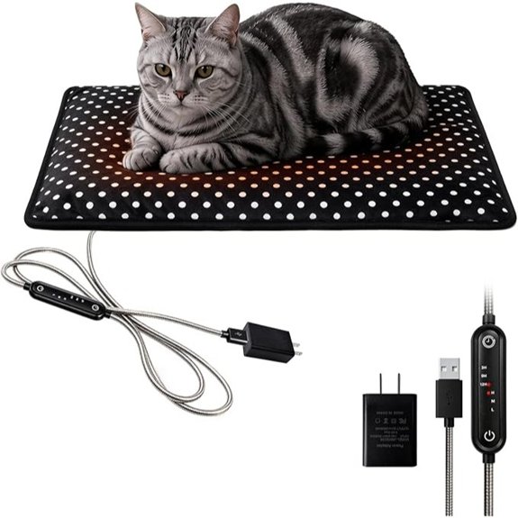 5V USB Pet Heating Pad Washable Dual-Sensor Safety Plush Black