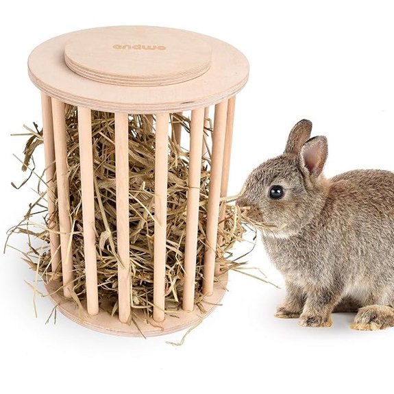 andwe Rabbit Hay Feeder Wooden Food Feeding Rack Easy to Fill