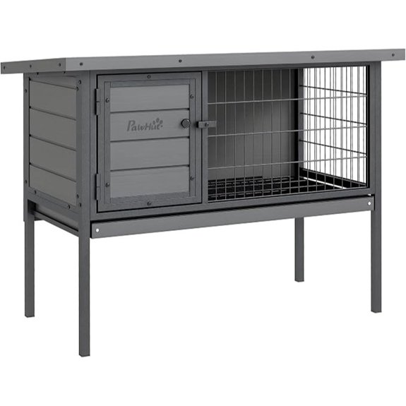 PawHut Rabbit Hutch Elevated Bunny Cage for Indoor/Outdoor