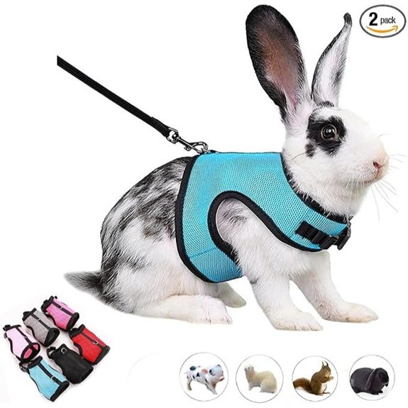 Bunny Harness and Leash Set Escape Proof Rabbit Harness Blue L