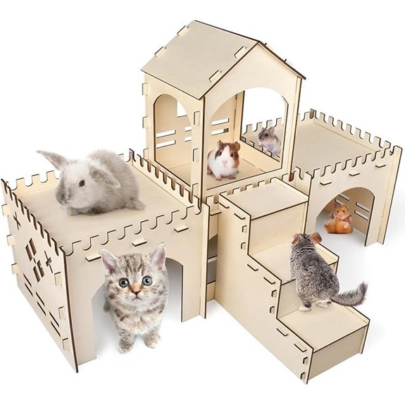 Bissap Wooden Rabbit Hideout Castle Extra-Large Habitat Hut for Small Pet