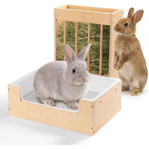 Extra-Large Wood Rabbit Litter Box & Hay Feeder