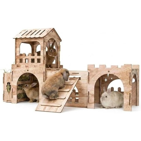 HIIMALEX Extra Large Wooden Bunny Castle for Rabbits (M3)