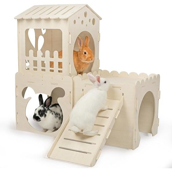 Extra Large Wooden Rabbit Castle with Ramp