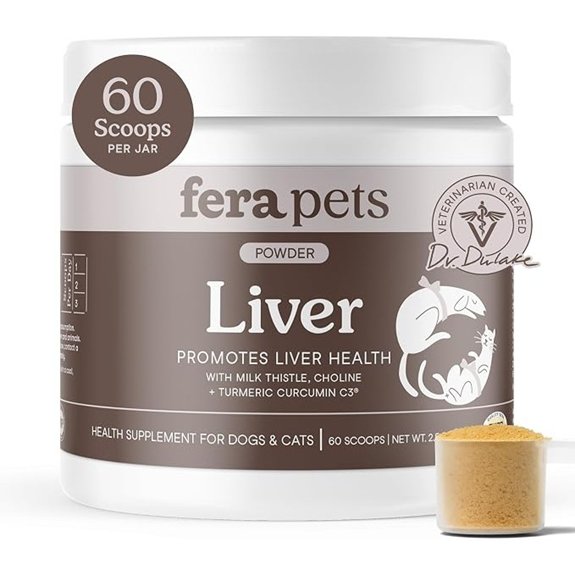 Fera Pets Cat & Dog Liver Supplement Powder with Milk Thistle - 60 Scoops