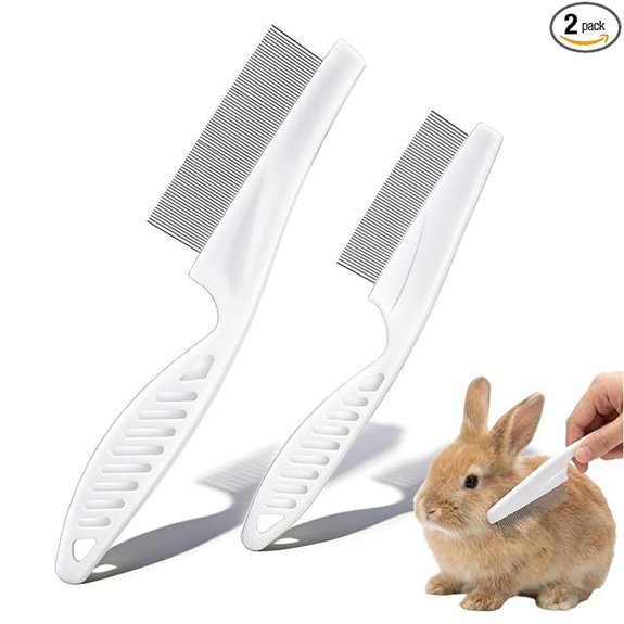 2 Pack Fine Tooth Flea Comb for Cats Stainless Steel Bunny Brush