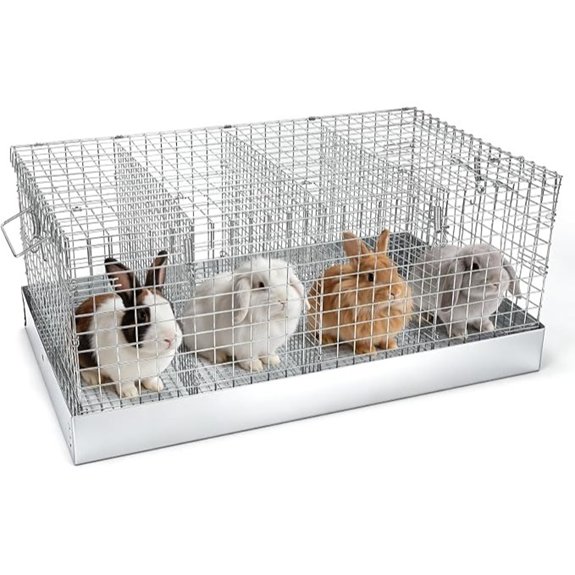 Rypet Rabbit Transport Cage Foldable 4 Hole with 3 Dividers 24x12x10 in