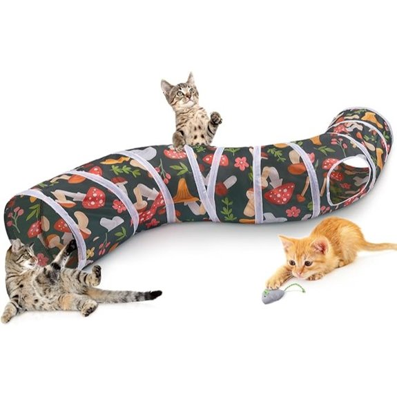 Glittme Foldable S-Shape Cat Tunnel with Toys for Small Pets