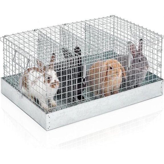 4 Hole Rabbit Transport Cage Bunny Carrier with 3 Divider 24 x 12 x 10 in