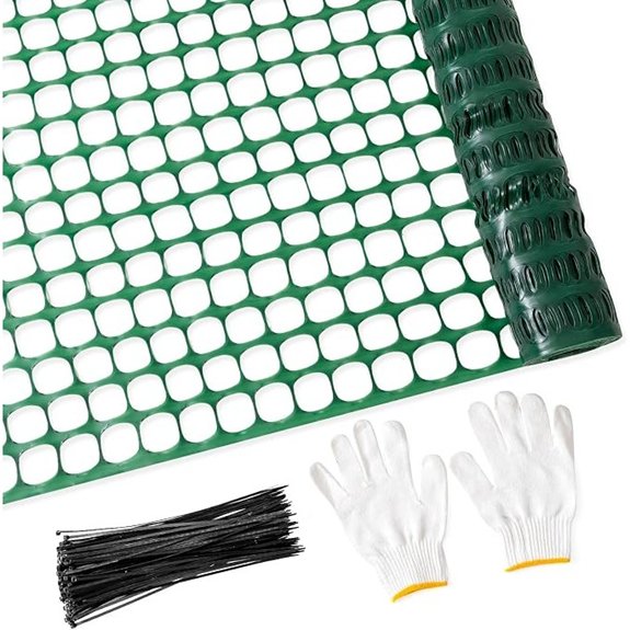 4'x100' Plastic Mesh Fence for Garden with 100 Zip Ties Green