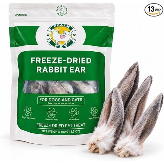 Freeze Dried Rabbit Ear Single Ingredient Dog Chew with Fur