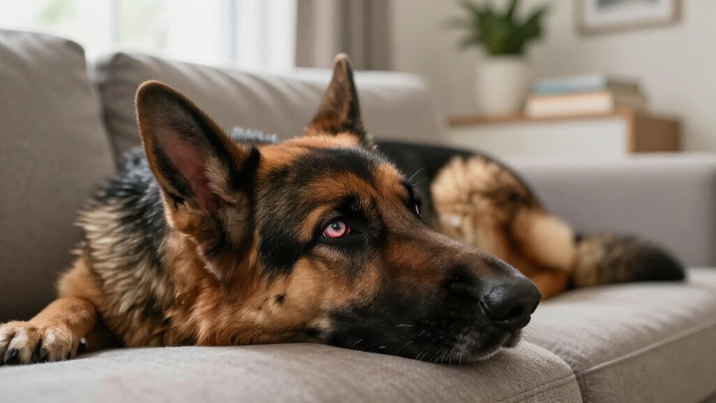 german shepherd cloudy red eyes