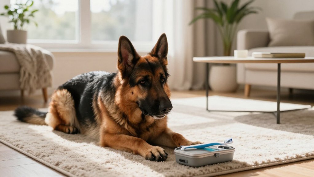 german shepherd tooth brushing