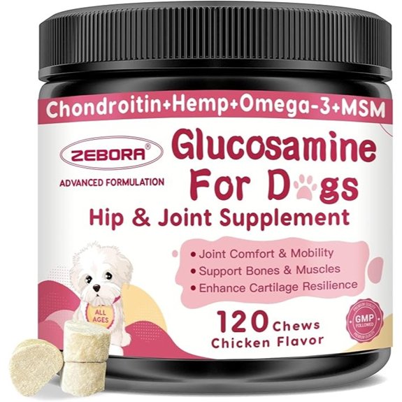 ZEBORA Glucosamine Chondroitin for Dogs Hip & Joint Supplement 120 Chews