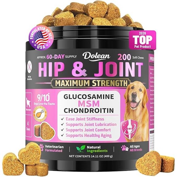 Joint Supplement for Dogs Glucosamine for Dogs Hip Joint Mobility 200 Ct