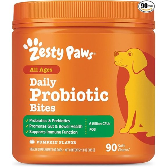 Zesty Paws Probiotics for Dogs - Gut Health Soft Chews Pumpkin 90 Ct