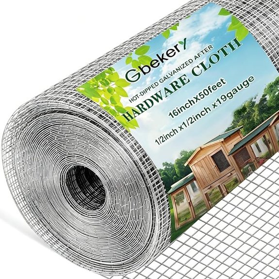 Gbekery Hardware Cloth 1/2in 16x50ft 19Ga Hot-dip Galvanized After Welding