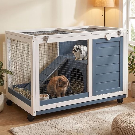 RUNSHED Wooden Indoor Bunny Hutch for Small Animals
