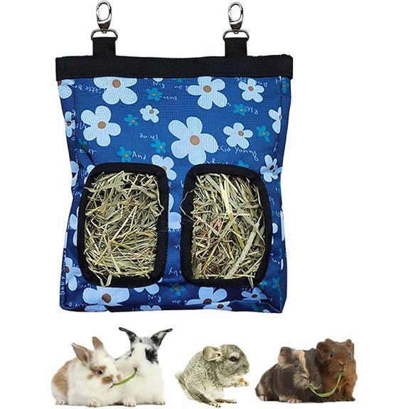 RIOUSSI Guinea Pig Hay Feeder Hanging Rabbit Hay Feeder Bag. BlueFlower