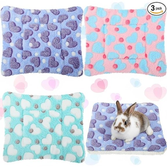 Jetec 3 Pcs Guinea Pig Beds Fleece Small Animal Mats Heart Purple