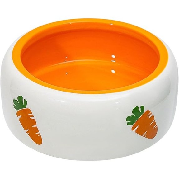 Ceramic Rabbit Food Bowl Heavy Duty Anti Tip Low Profile (Round