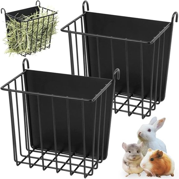 2PCS Heavy-Duty Metal Frame Hay Feeder for Rabbits and Guinea Pigs