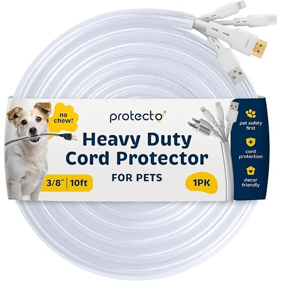 PROTECTO Heavy Duty Cord Protectors from Pets No Chew Solution 10ft 3/8in