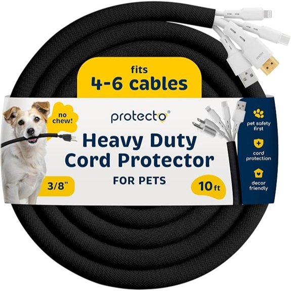 PROTECTO Heavy Duty Cord Protectors from Pets No Chew Solution 10ft 3/8in