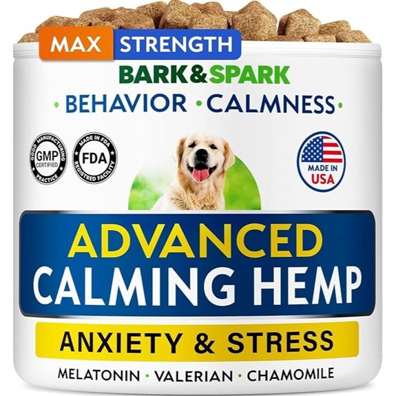 BARK&SPARK Hemp Dog Calming Chews - Stress Travel Anxiety Relief Treats