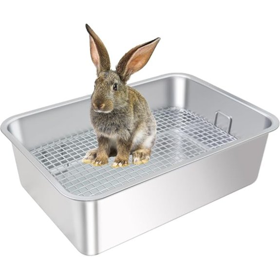 Large Stainless Steel Rabbit Litter Box with High Back Wall