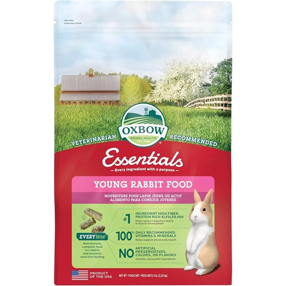 Oxbow Essentials Young Rabbit Food High-Fiber Rabbit Pellets USA 5 lb