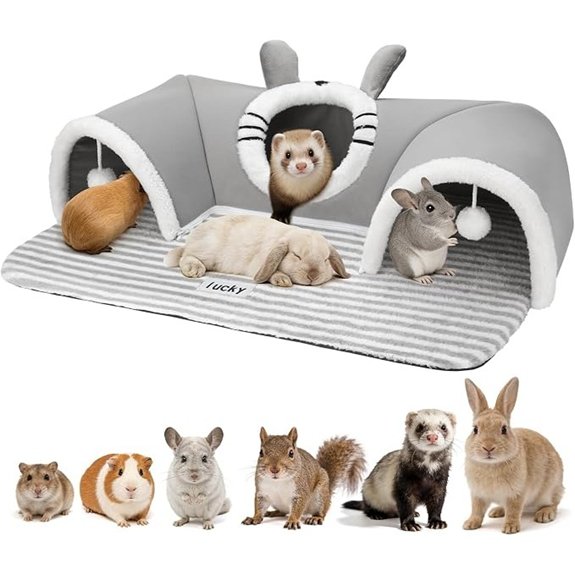 YUEPET 3-Way Bunny Tunnel Bed Rabbit Tunnel for Indoor Bunny Play Tunnel