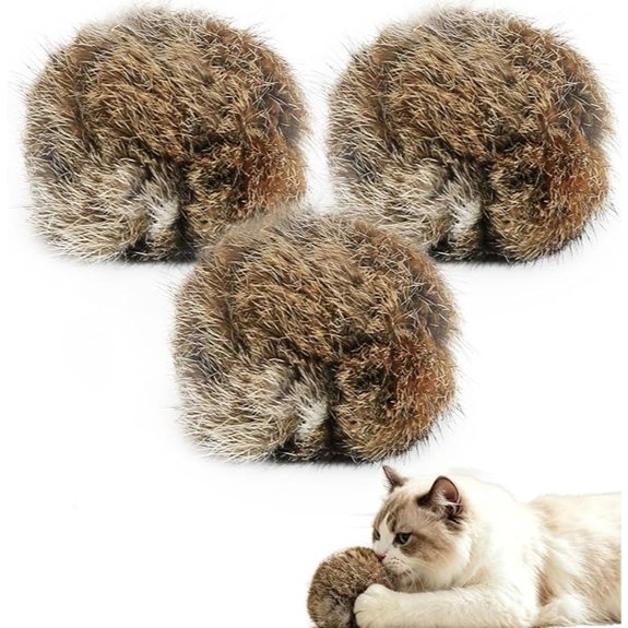 Rabbit Fur Catnip Balls 3-Pack for Indoor Cats
