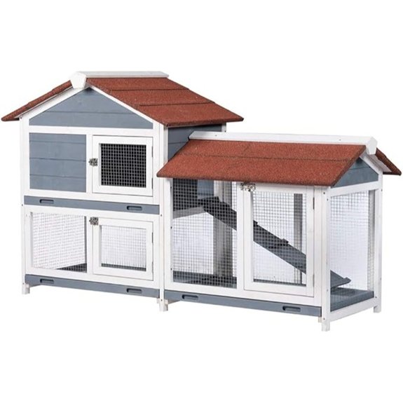GDLF 62 Rabbit Hutch Bunny Hutch Indoor Outdoor with Ramp Cleaning Tray