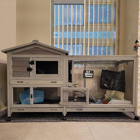 Bunny Cage Indoor Outdoor Rabbit Hutch with Casters