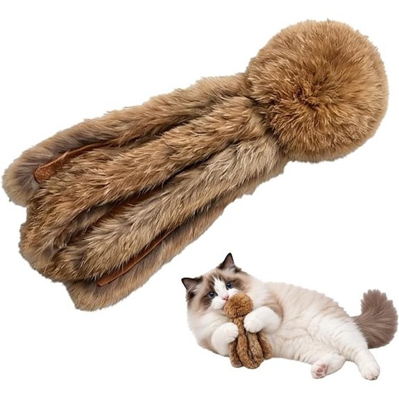 Natural Rabbit Fur Octopus Cat Toy Interactive Fluffy Kicker Plush