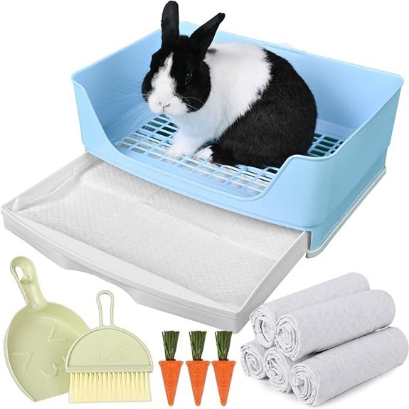 Large Corner Rabbit Litter Box with Drawer and Liners