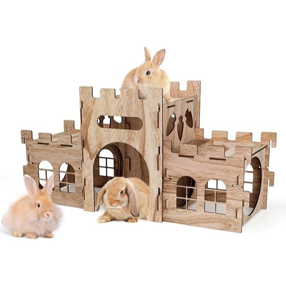 HIIMALEX Large Bunny Castle Sturdy House for Rabbits Ferrets Guinea Pigs