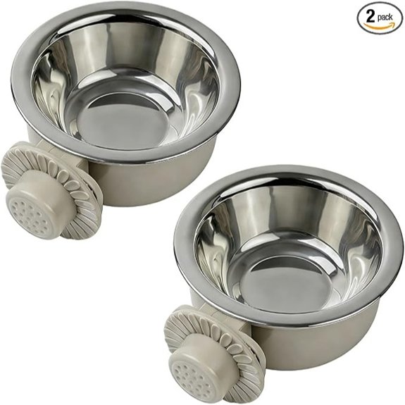 Pets Lightweight Stainless Steel Hanging Food Water Feeder Bowl for Puppies
