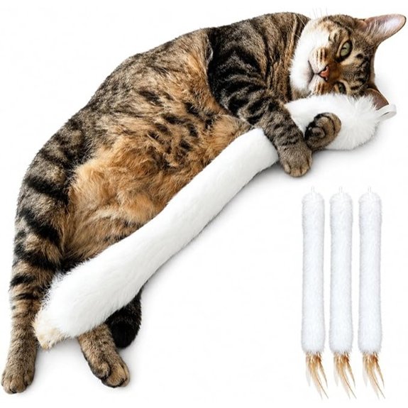 3 Pack Long Rabbit Fur Cat Toys 19.7 Inch Crinkle Cat Kicker Toys