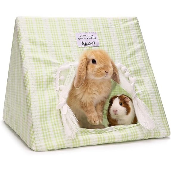 Jenvd Guinea Pig Hideout Large with Curtain Machine Washable Bunny Hideout