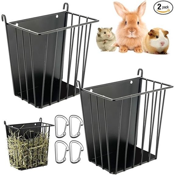 LUAVIARU Metal Frame Hay Feeder for Rabbits and Guinea Pigs